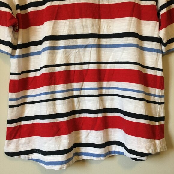 Preppy Cotton Nautical Striped Tie Up Collar Half Sleeve Tee - Picture 7 of 15
